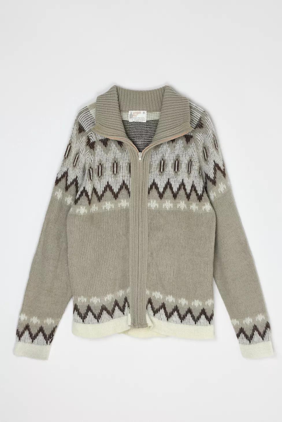 Vintage 1960s London Fog Fair Isle Zip-Up Sweater by URBAN OUTFITTERS