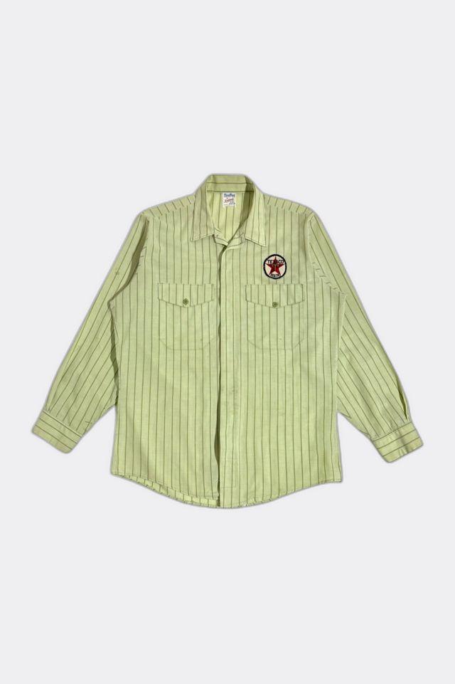 Vintage 1960s Texaco Patched Striped Selvedge Workwear Shirt by URBAN OUTFITTERS