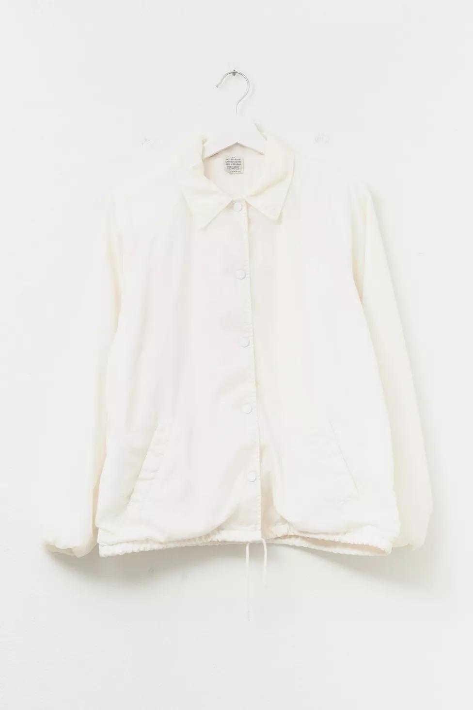 Vintage 1980s White Nylon Coaches Snap Button Jacket by URBAN OUTFITTERS