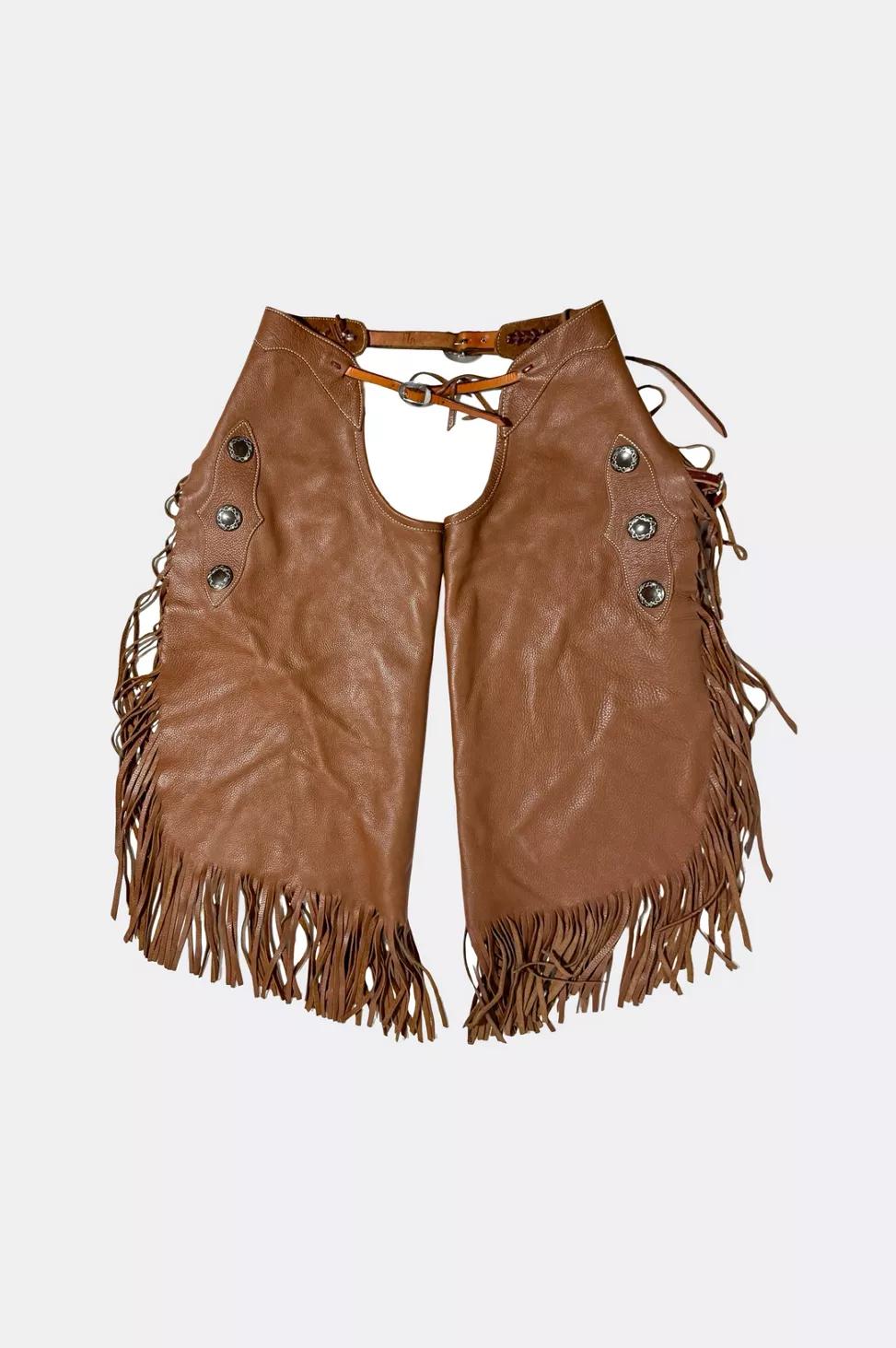Vintage 1990's Barbed Wire Handmade Full Leather Western Chaps by URBAN OUTFITTERS