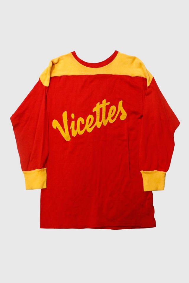 Vintage 50s Jersey Vicettes #28 Two-Tone Long Sleeve Shirt by URBAN OUTFITTERS