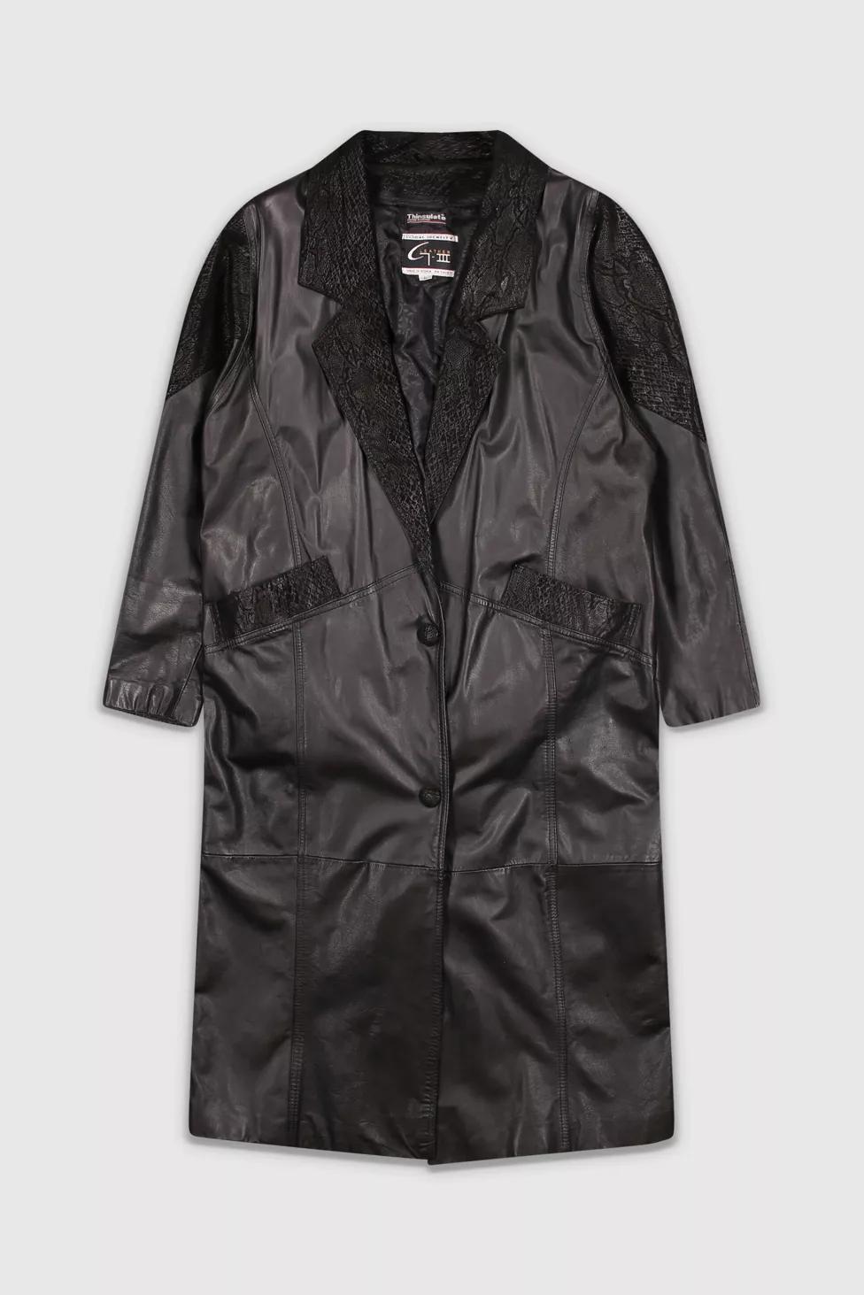 Vintage 90s Black Leather Patchwork Coat by URBAN OUTFITTERS