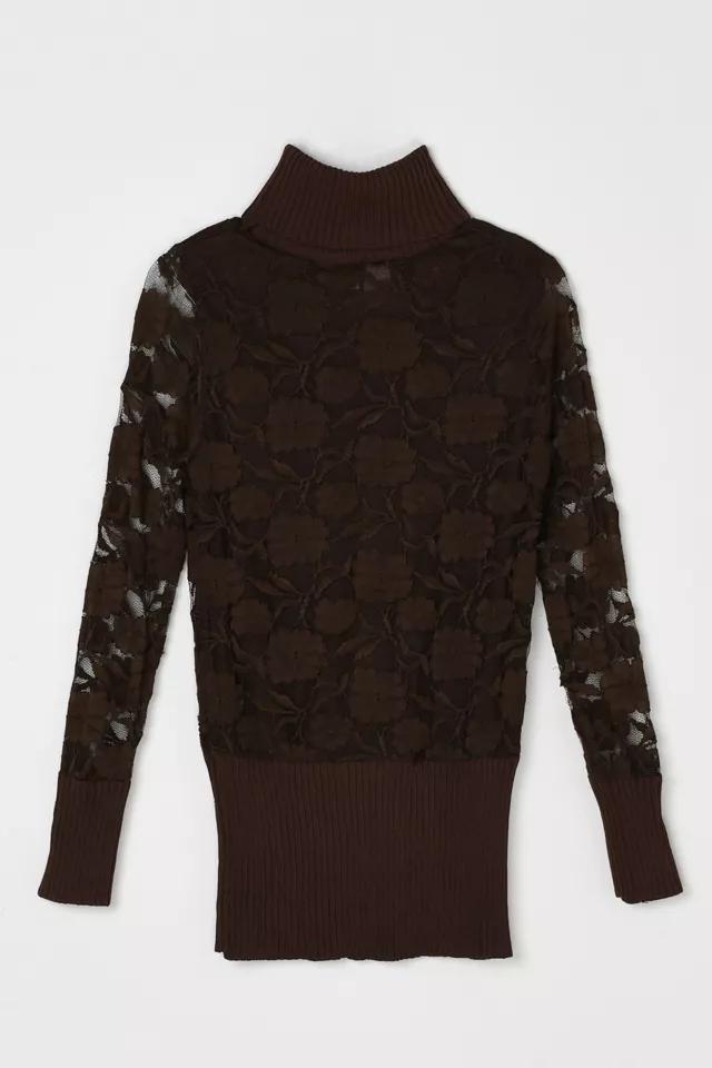 Vintage 90s Dark Brown Lace Turtleneck Top by URBAN OUTFITTERS