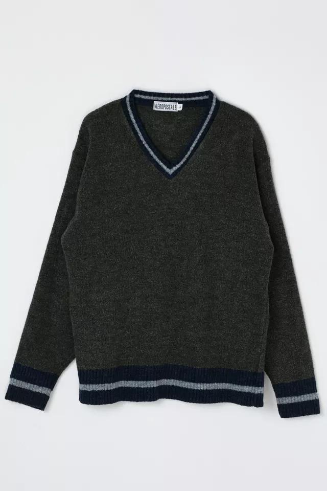 Vintage 90s Dark Green V-Neck Fleece Sweater by URBAN OUTFITTERS