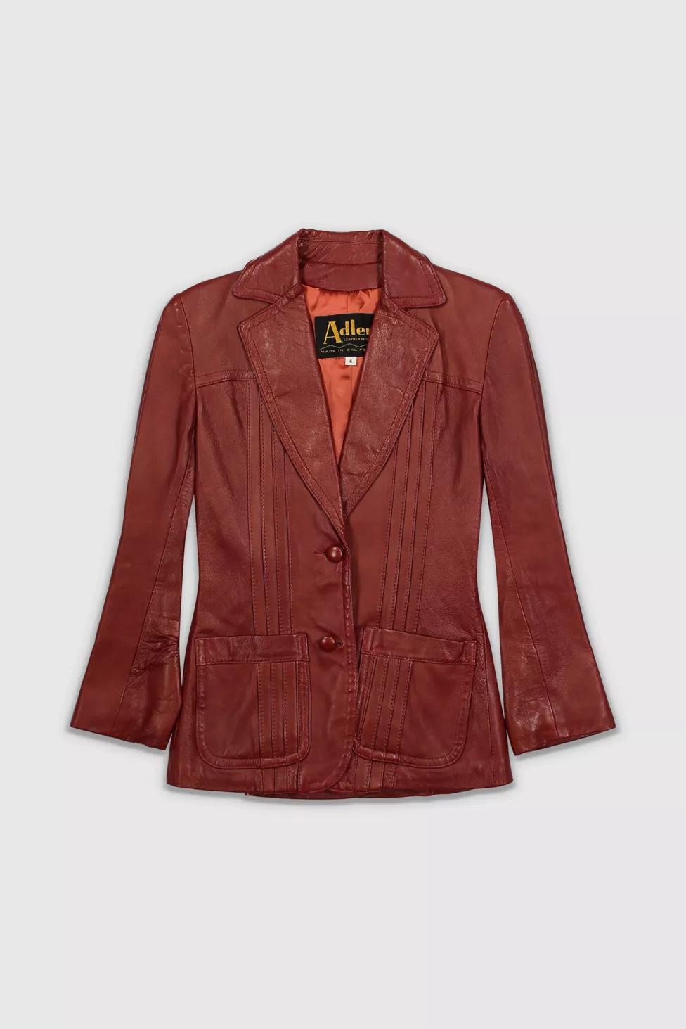 Vintage 90s Ruby Red Leather Blazer by URBAN OUTFITTERS