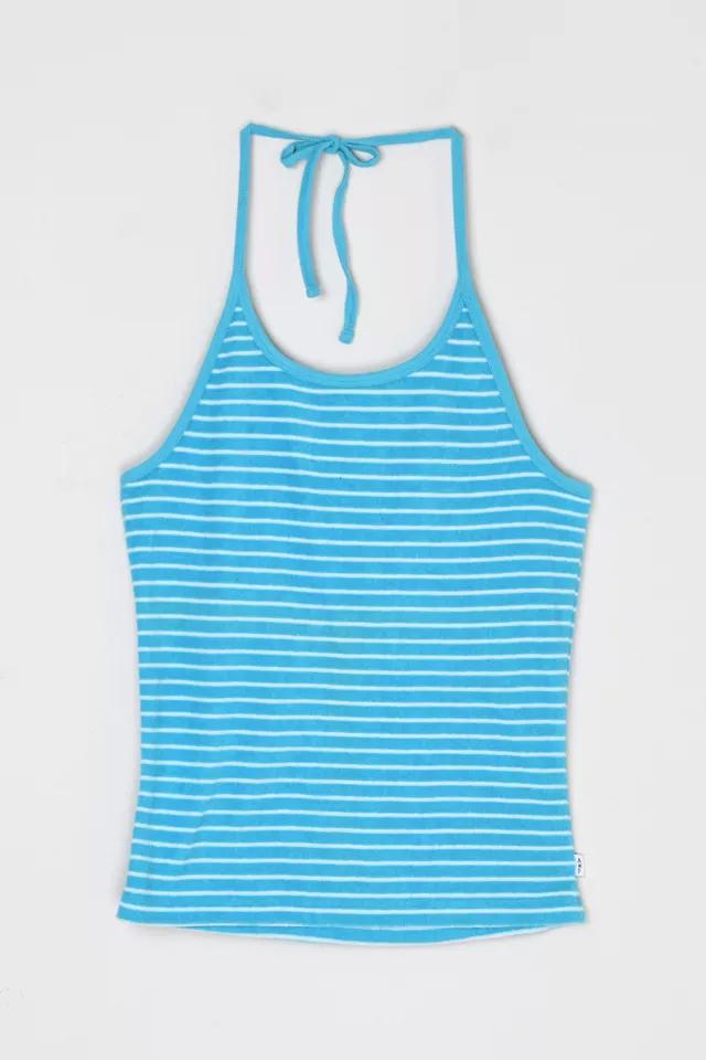 Vintage Y2k Aqua Blue Striped Halter Top by URBAN OUTFITTERS