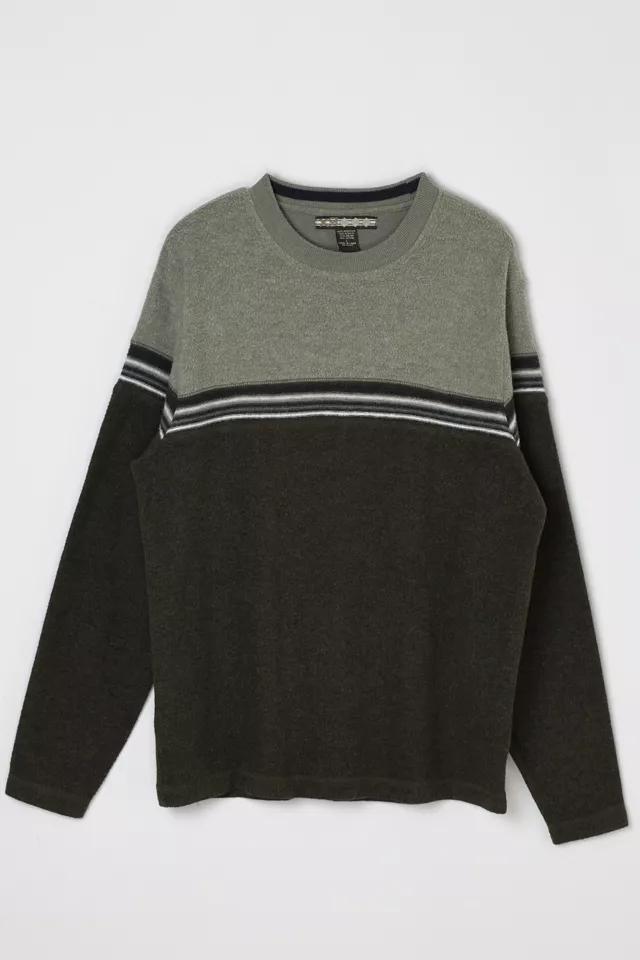 Vintage Y2k Olive & Moss Striped Fleece Sweatshirt by URBAN OUTFITTERS