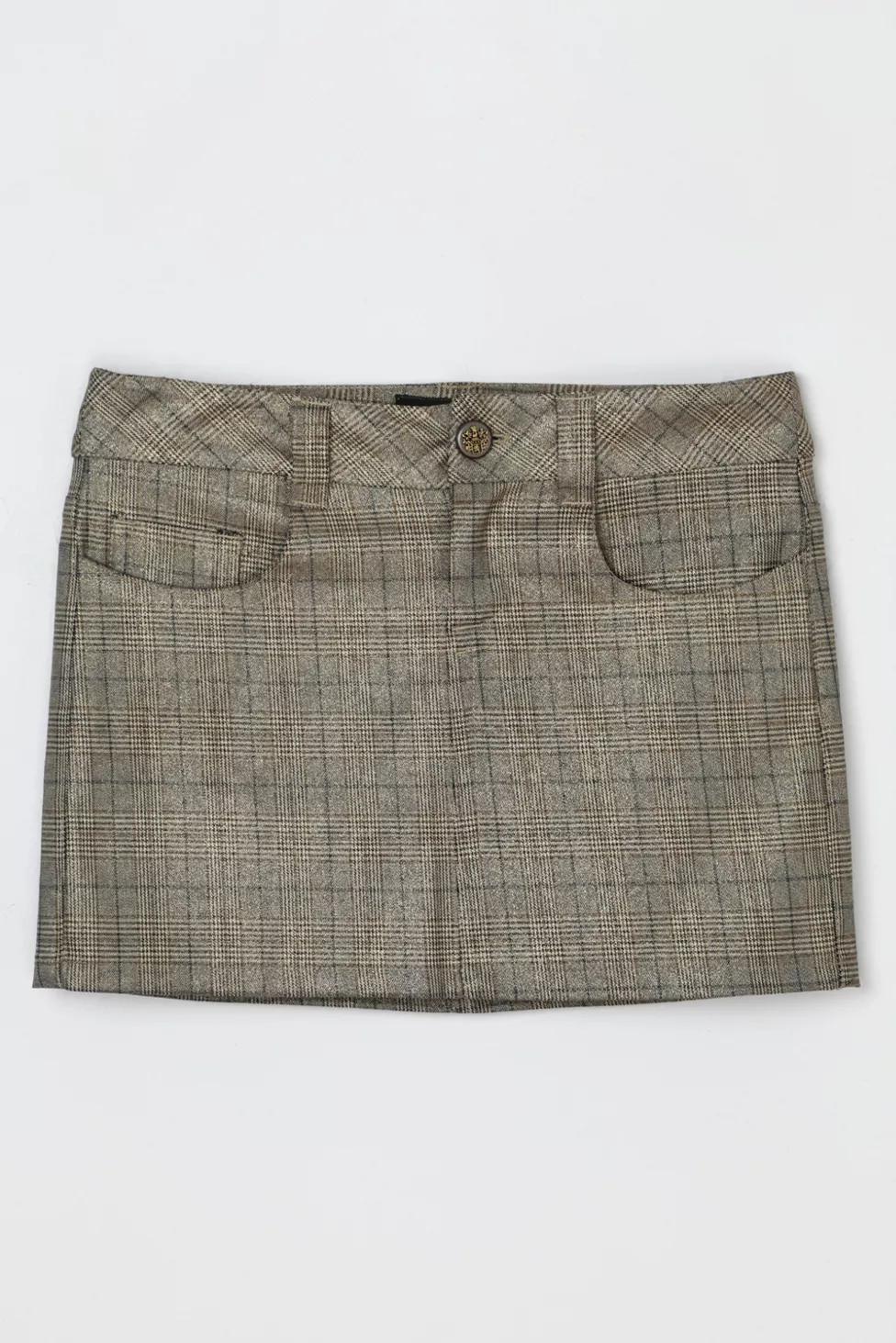 Vintage Y2k Shimmery Gold Plaid Micro Mini Skirt by URBAN OUTFITTERS