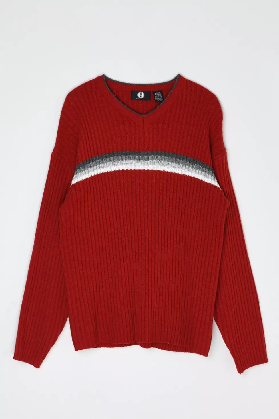 Vintage Y2k V-Neck Striped Ribbed Sweater by URBAN OUTFITTERS