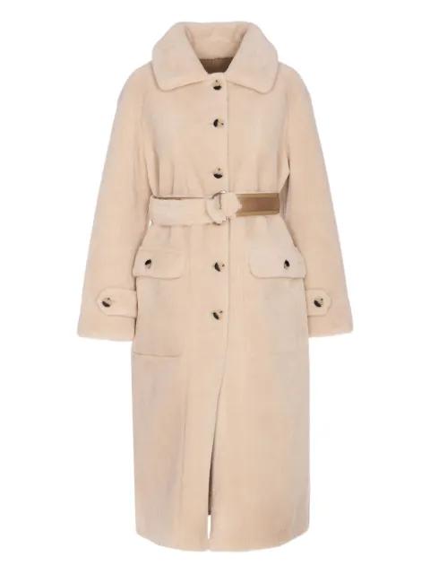 faux-fur belted coat by URBANCODE