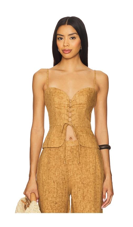 Usisi Sister Josie Linen Top in Tan by USISI SISTER