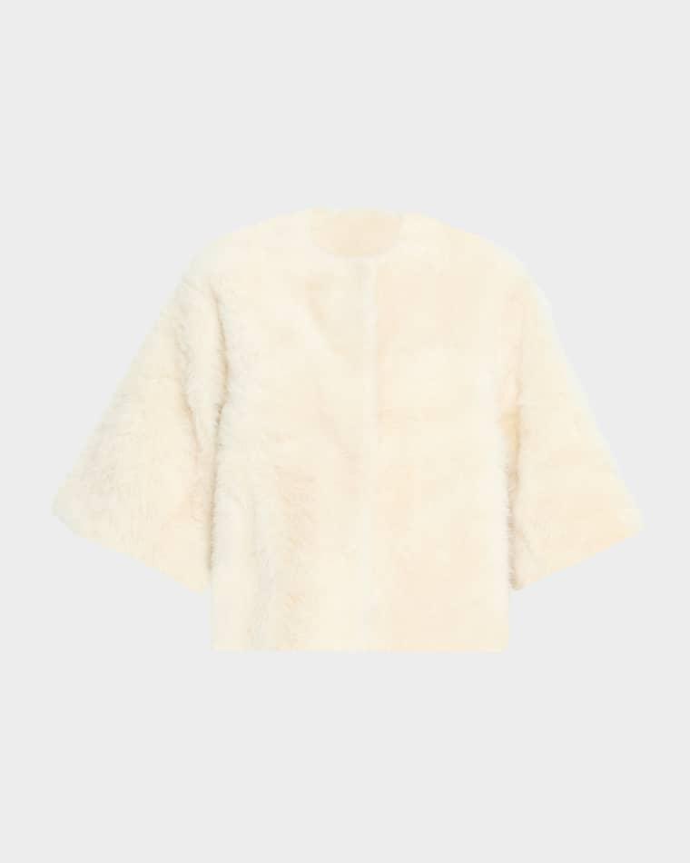 Jewelle Elbow-Sleeve Shearling Jacket by UTZON