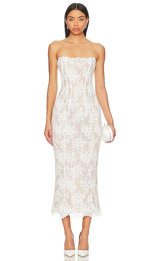 V. Chapman Capulet Midi Dress in White by V. CHAPMAN