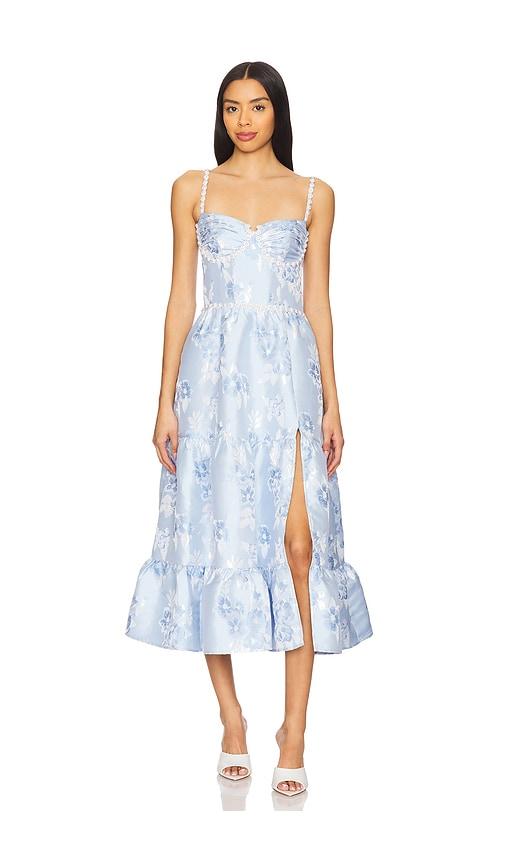 V. Chapman Lorenza Midi Dress in Blue by V. CHAPMAN