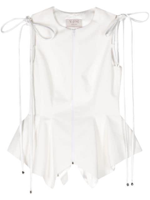 Koa strap-detail peplum top by V:PM ATELIER