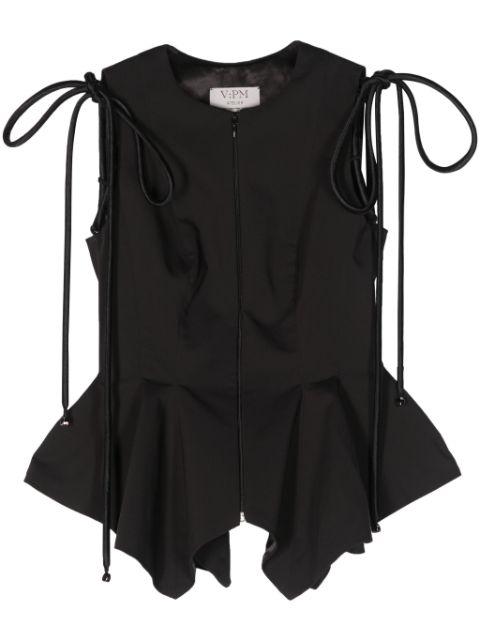 Koa strap-detail peplum top by V:PM ATELIER