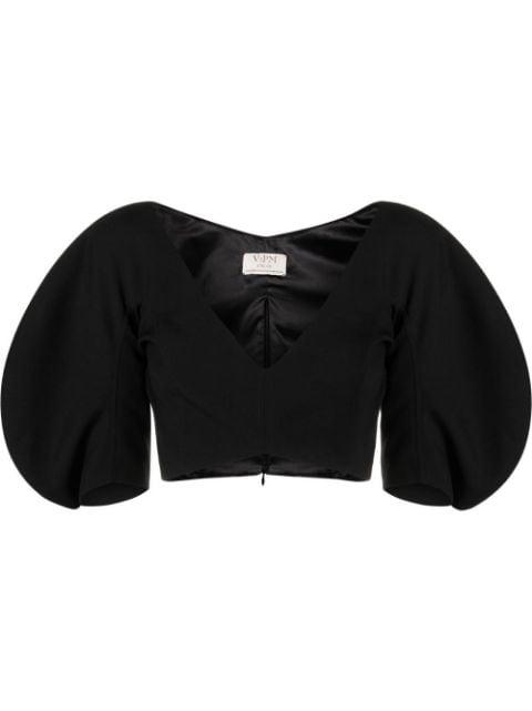 Swirl puff-sleeve crop top by V:PM ATELIER