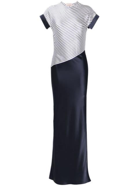 striped satin maxi dress by V:PM ATELIER