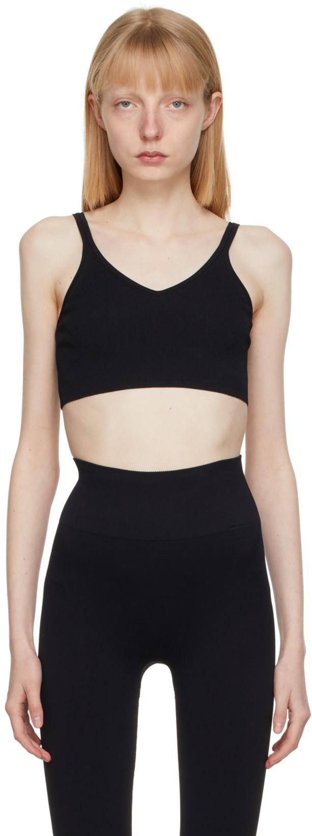 Black Technical Knit Crop Bra by VAARA