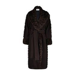 Wool felt coat faux fur trim by VAILLANT STUDIO