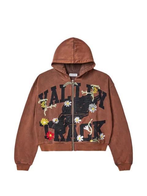 Harmony Garden appliqué zip hoodie by VALE