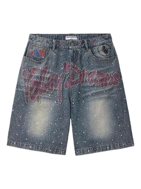 Iced Out Jean embellished shorts by VALE