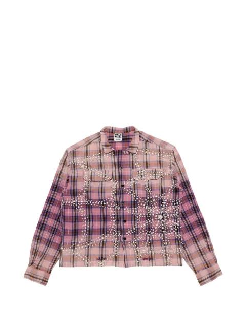 Piggy Bank crystal-embellished plaid-pattern shirt by VALE