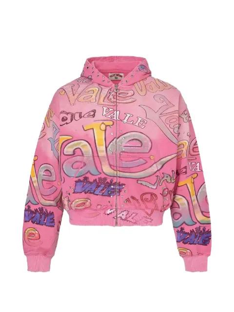 crystal-embellished graffiti-print hoodie by VALE