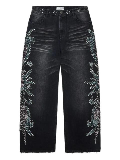rhinestone-embellished jeans by VALE