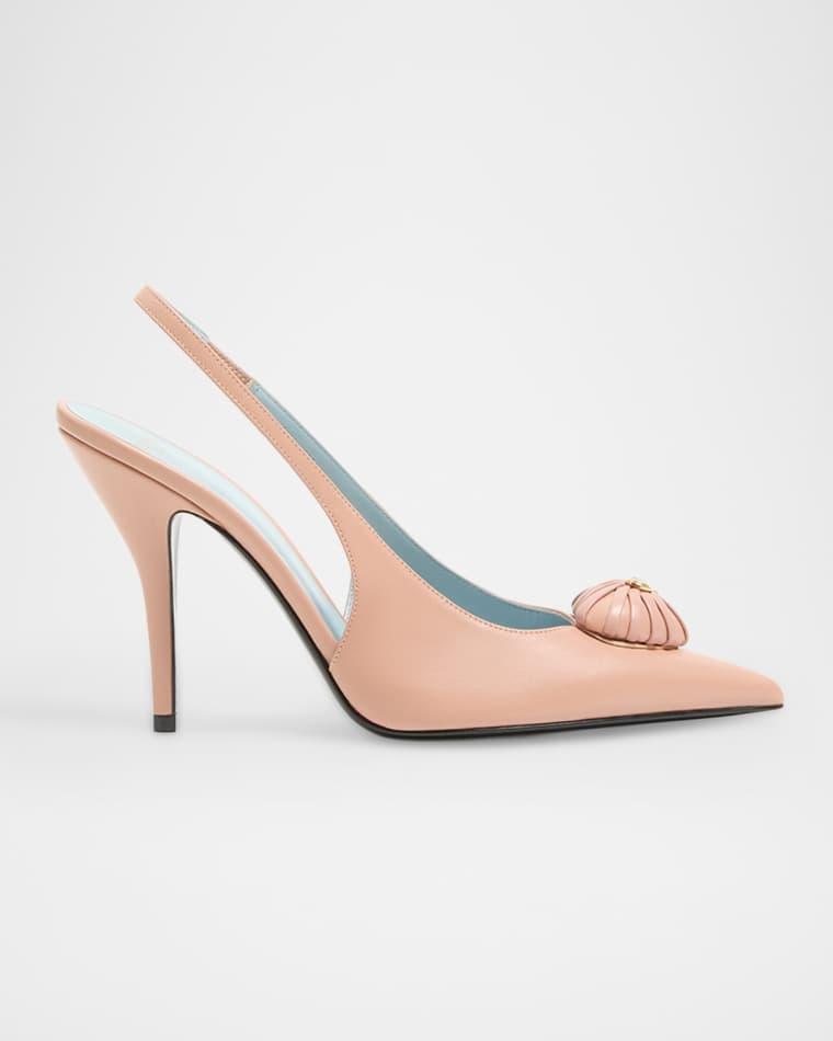100mm Coeur Royal Leather Slingback Pumps by VALENTINO