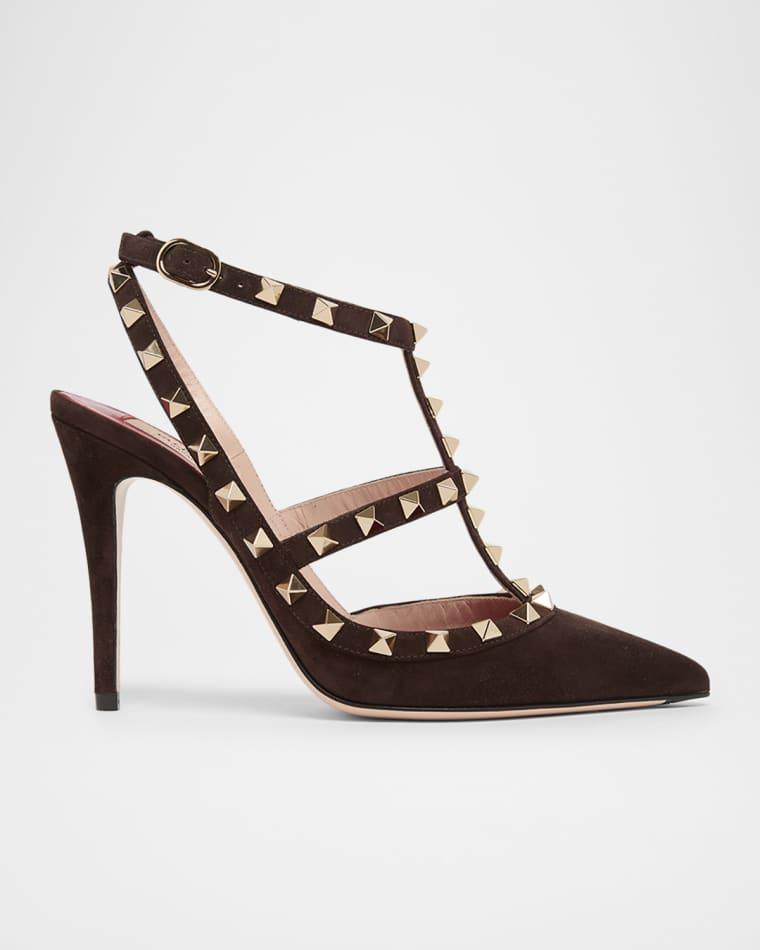 100mm Rockstud Suede Ankle-Strap Pumps by VALENTINO