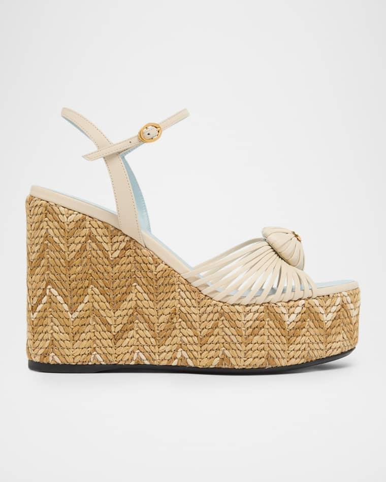 110mm Coeur Royal Leather Espadrille Wedge Sandals by VALENTINO