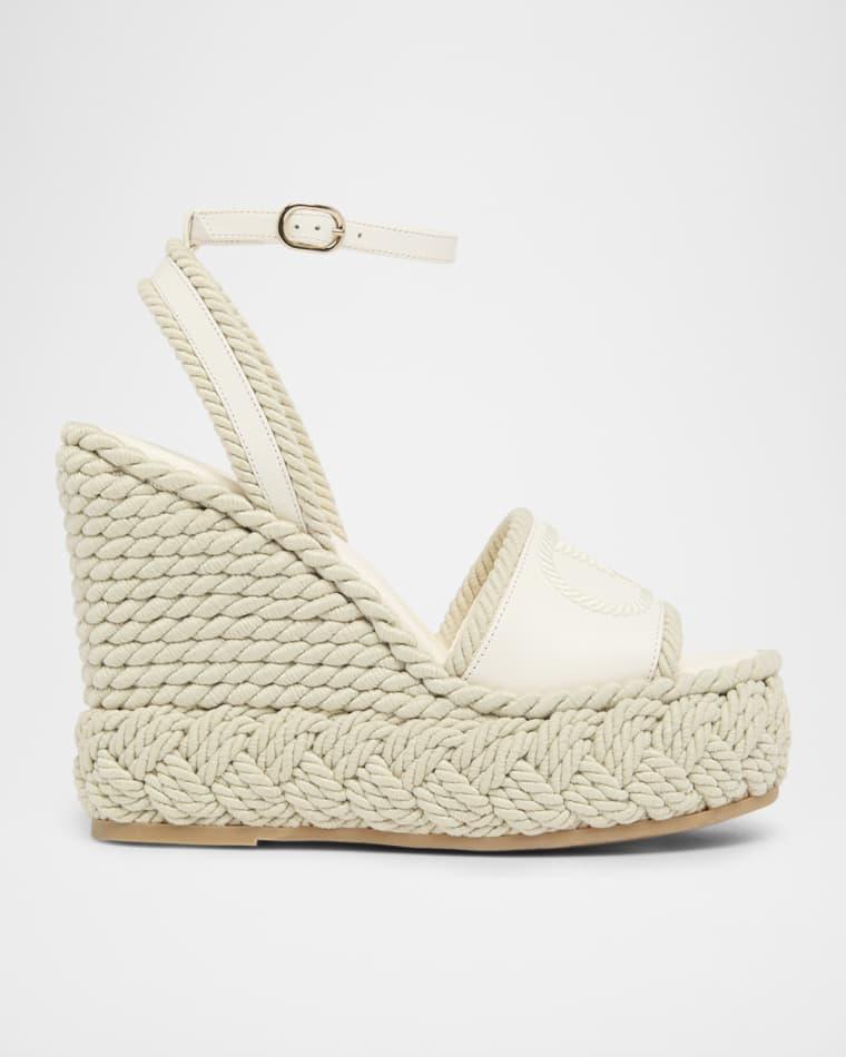 130mm VLogo Signature Torchon Wedge Sandals by VALENTINO