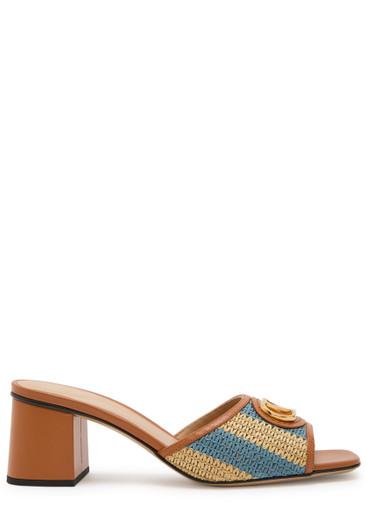 60 striped-raffia leather mules by VALENTINO