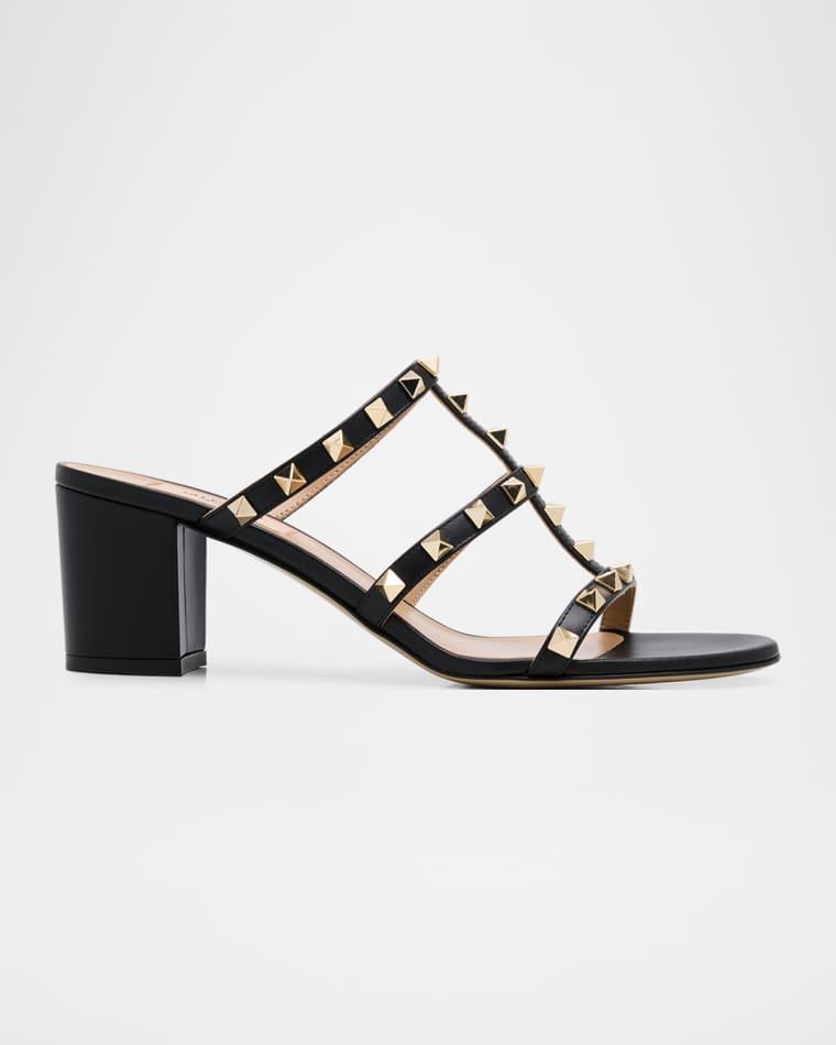 60mm Rockstud Caged Block-Heel Slide Sandals by VALENTINO