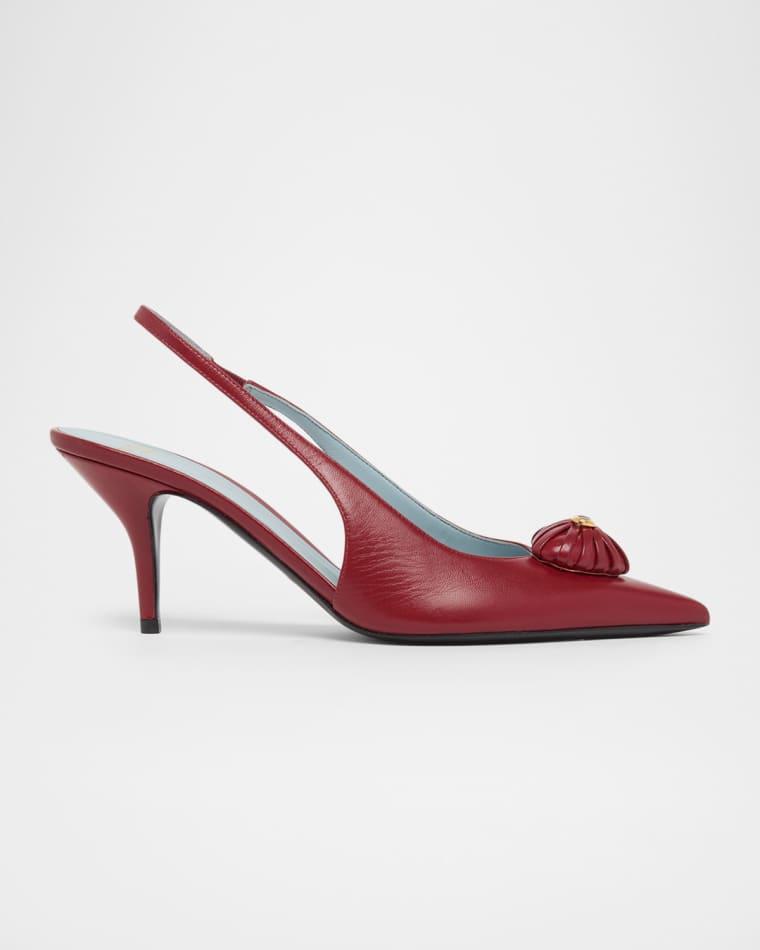 75mm Coeur Royal Leather Slingback Pumps by VALENTINO