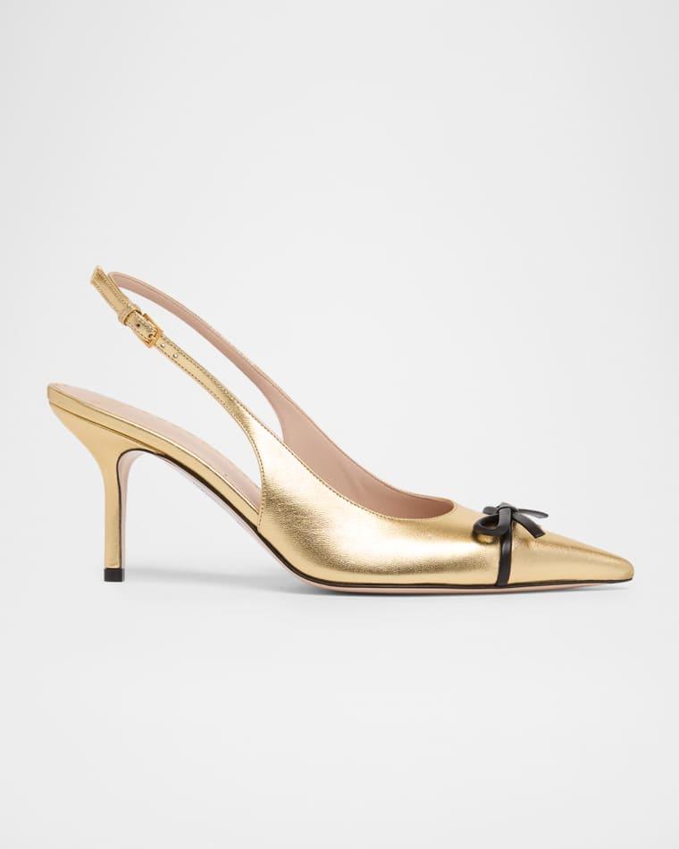 80mm Bepointy Metallic Leather Slingback Pumps by VALENTINO