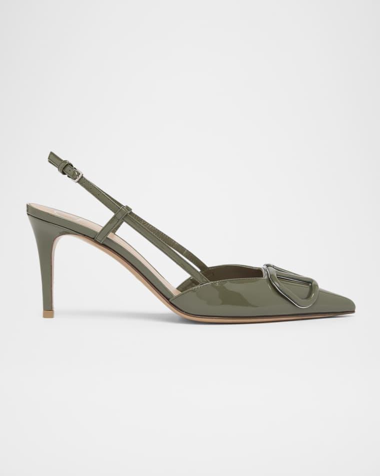 80mm VLogo Signature Patent Leather Slingback Pumps by VALENTINO