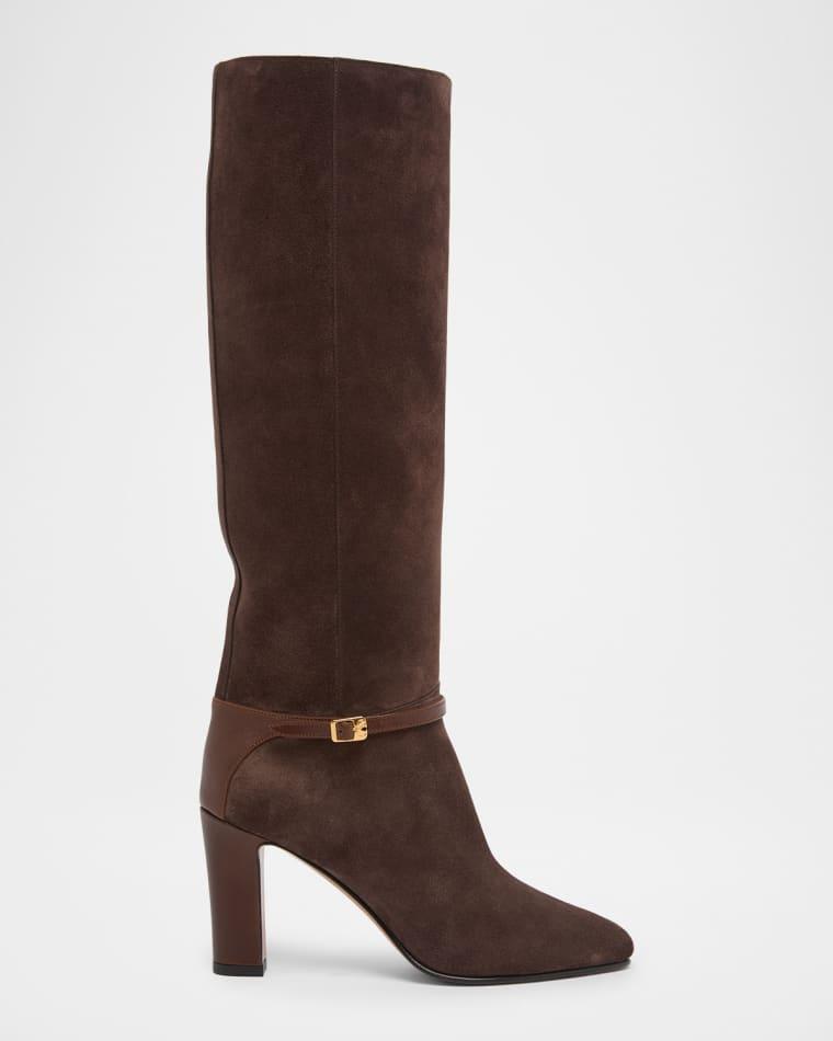 85mm Pattie Suede Knee-High Boots by VALENTINO