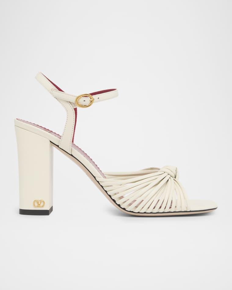 90mm VLogo Anne Leather Block-Heel Sandals by VALENTINO