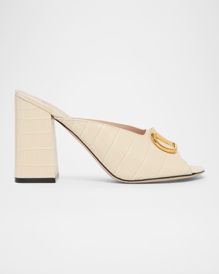 95mm VLogo Signature Croc-Embossed Leather Mules by VALENTINO