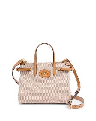 Antibes Small VLogo Canvas Shopping Convertible Tote Bag by VALENTINO