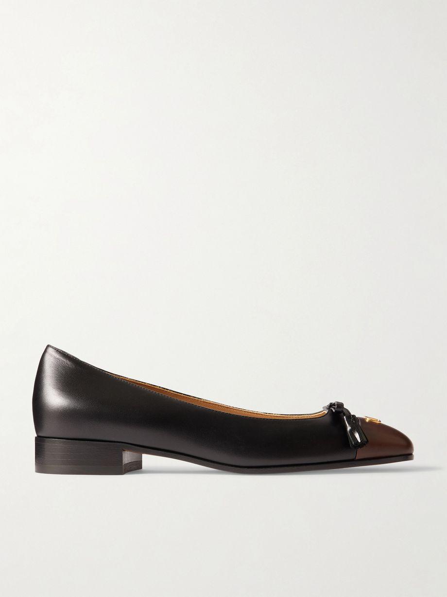 Ballerina embellished two-tone leather flats by VALENTINO