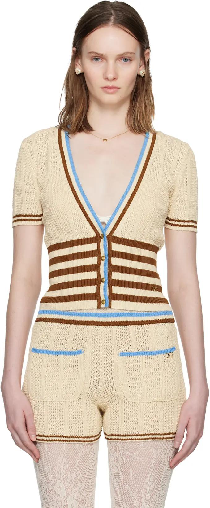 Beige Cotton Cardigan by VALENTINO