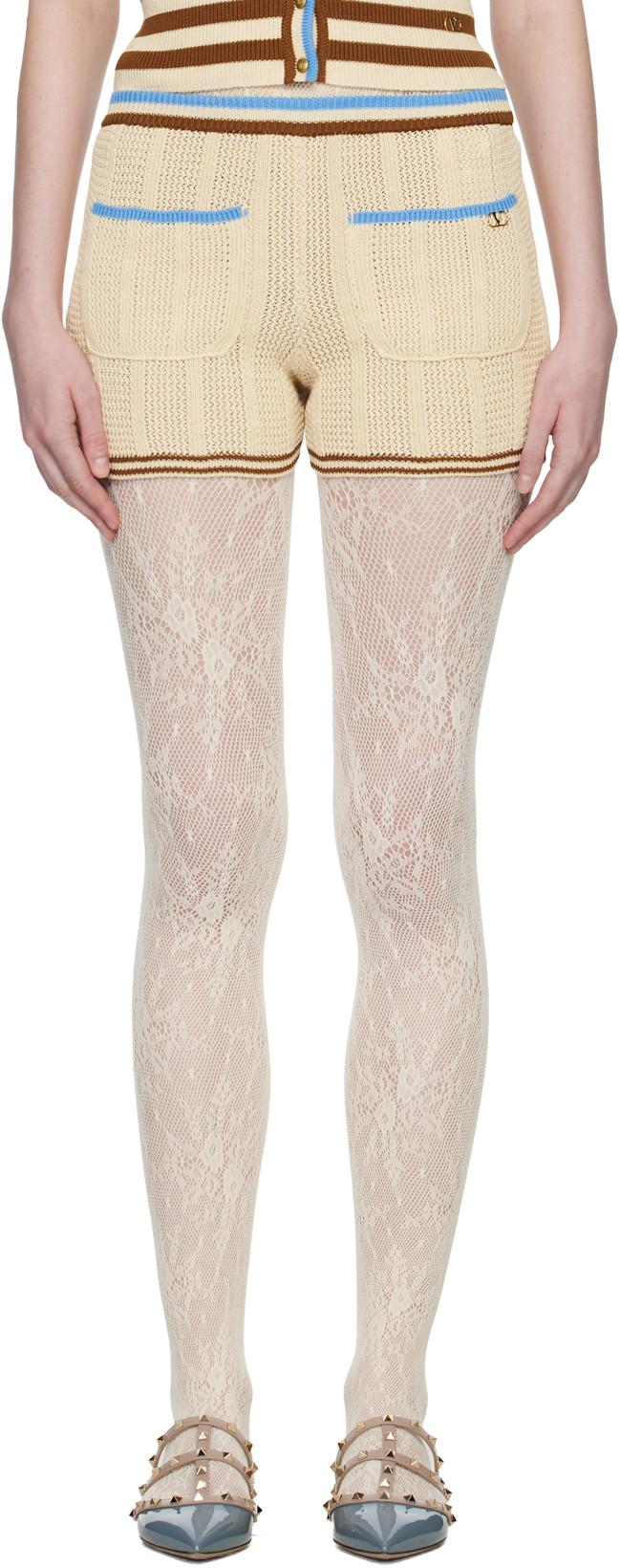 Beige Cotton Shorts by VALENTINO