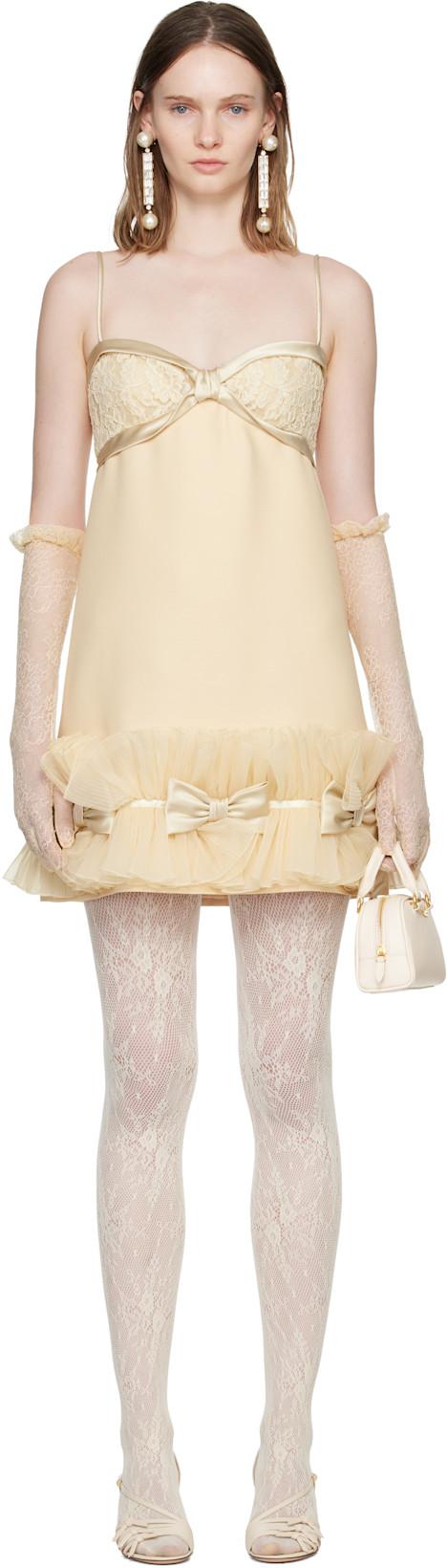 Beige Silk Minidress by VALENTINO