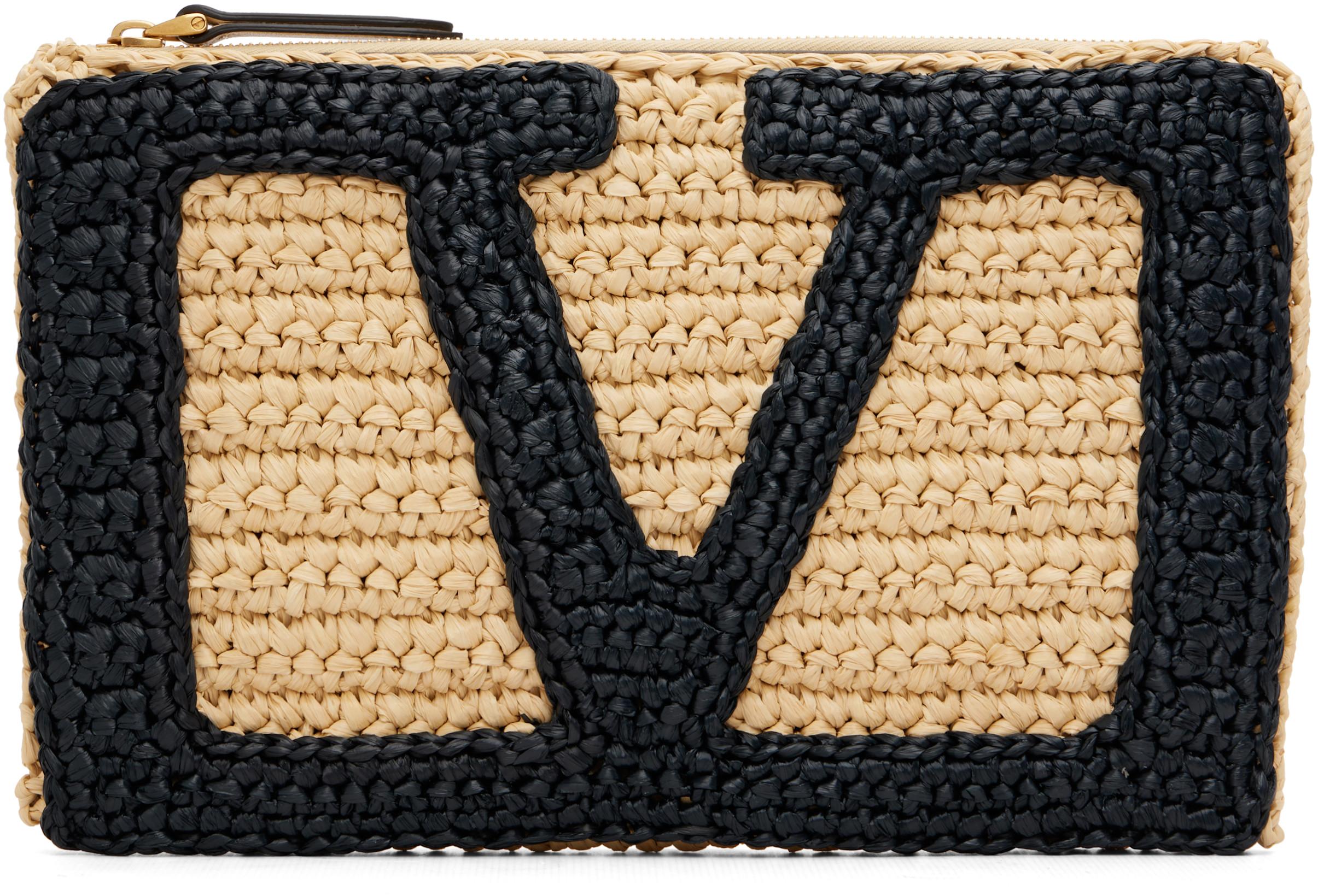 Beige Viva Superstar Raffia Pouch by VALENTINO