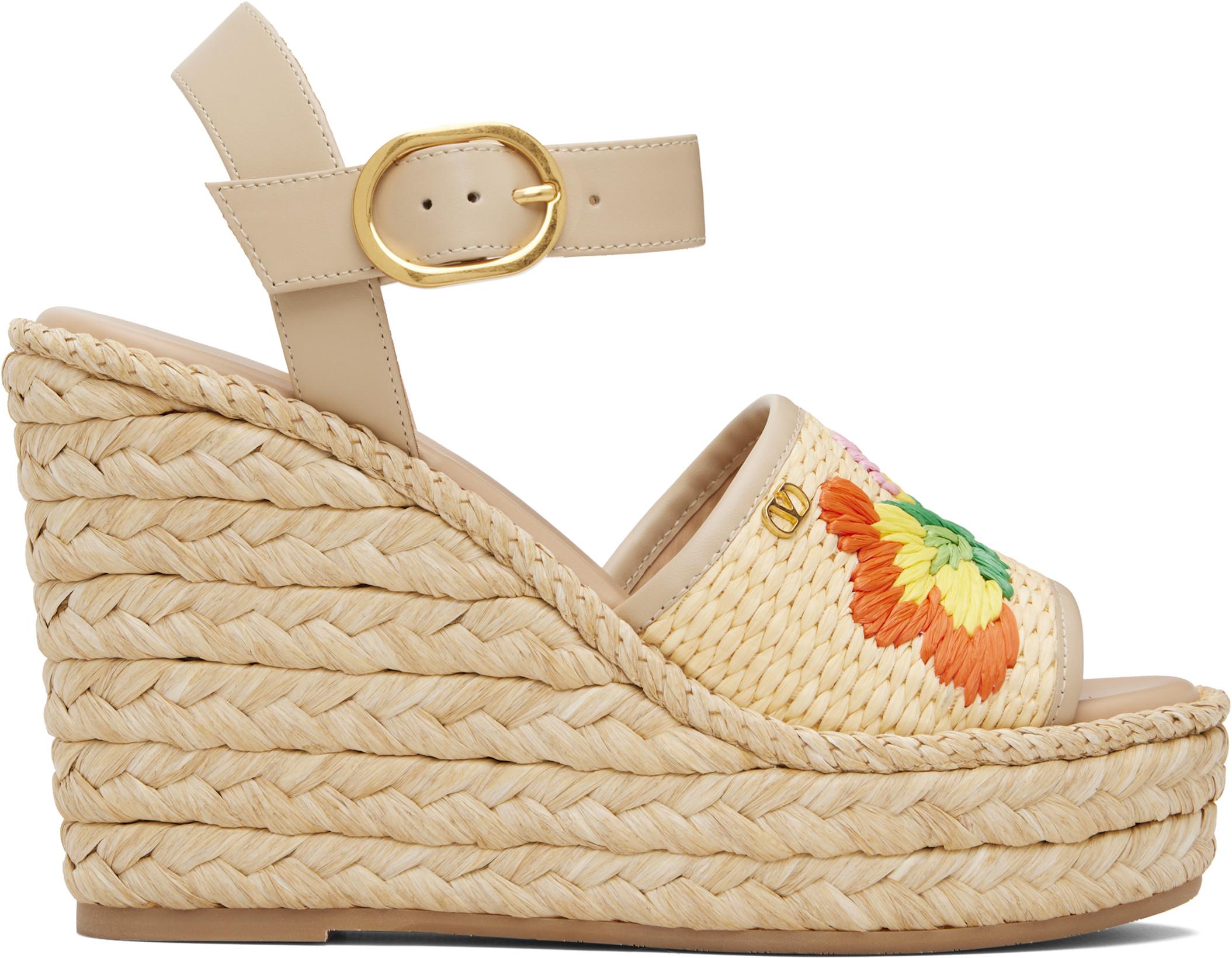 Beige Wedge Espadrillas Sandals by VALENTINO
