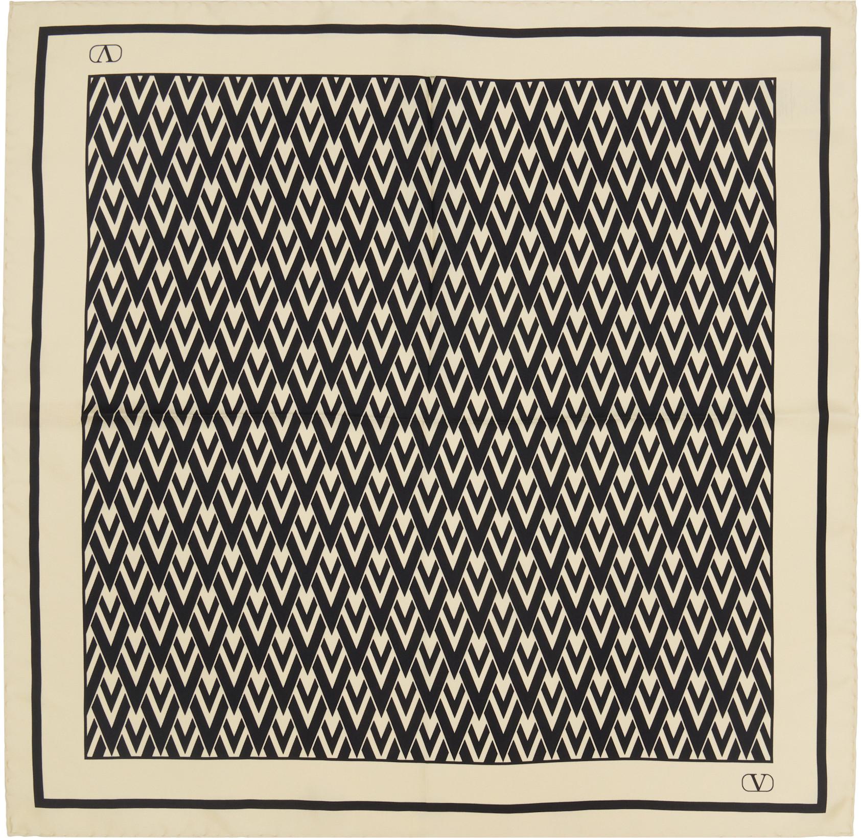 Beige & Black 'Toute La V' Silk Scarf by VALENTINO