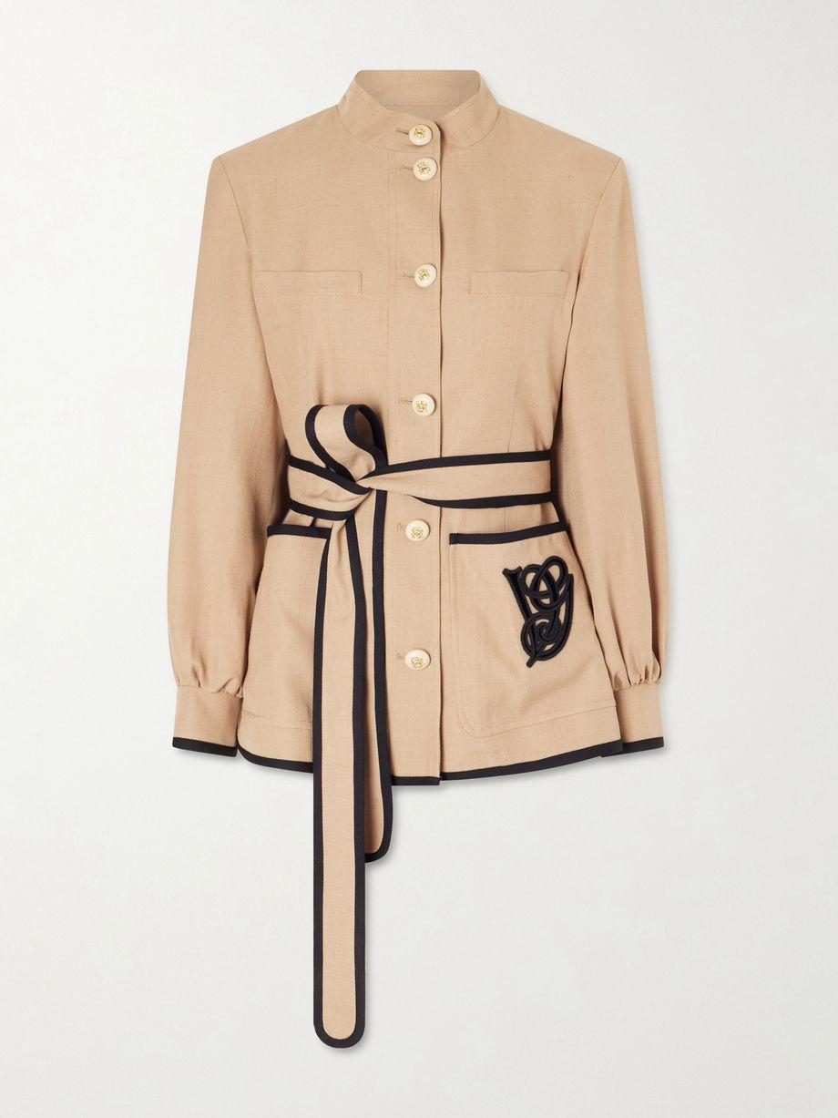 Belted embroidered twill jacket by VALENTINO